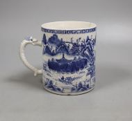 A Chinese blue and white mug, late 18th century,11.5 cms high.