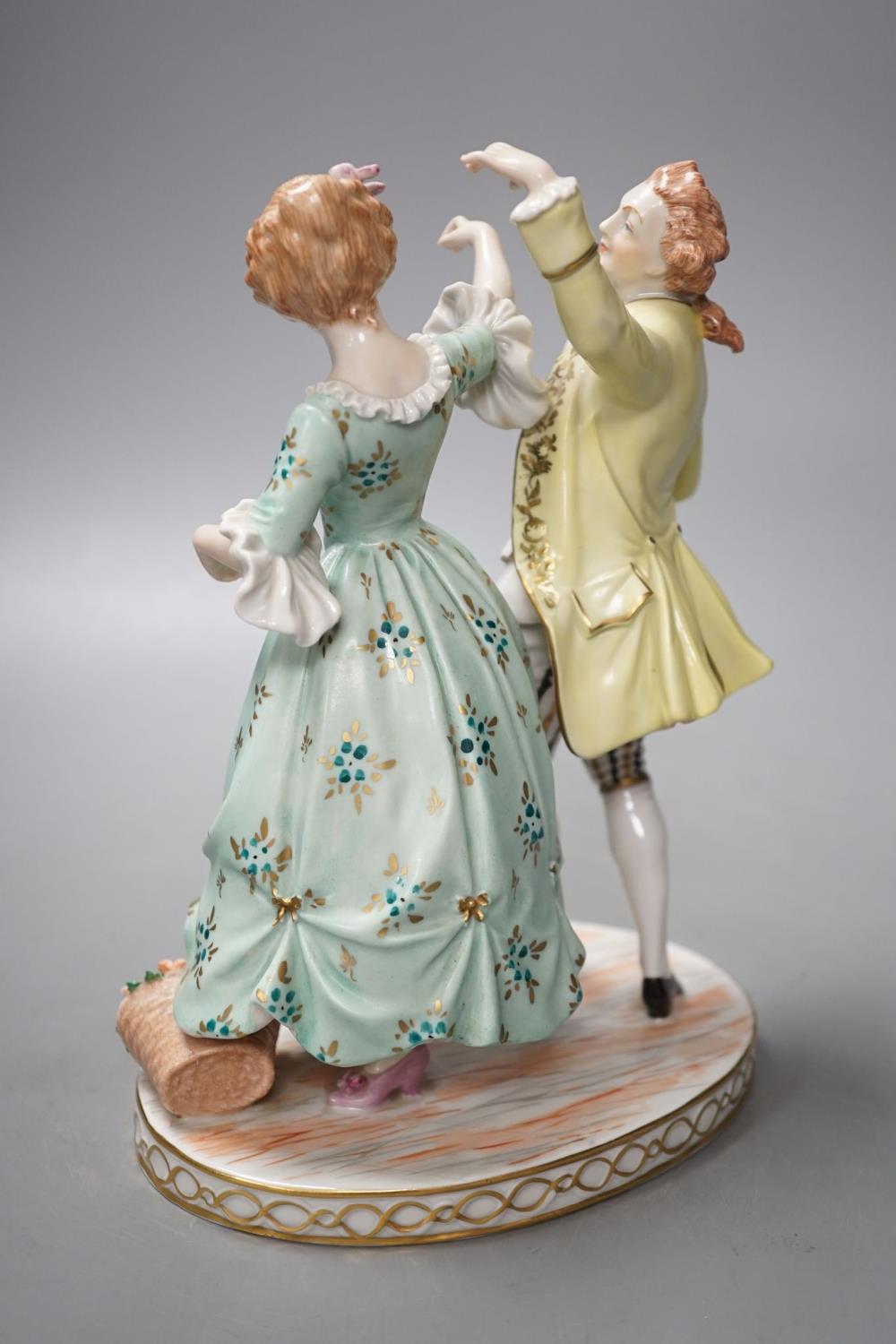 A Dresden porcelain group of a dancing couple 21cm - Image 3 of 8