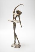 A 20th century bronze figure of a ballerina, indistinctly initialled CAN (?), 33cm