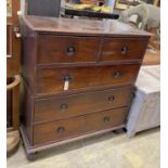 A 19th century Anglo-Indian padouk two-part chest, width 112cm, depth 49cm, height 121cm