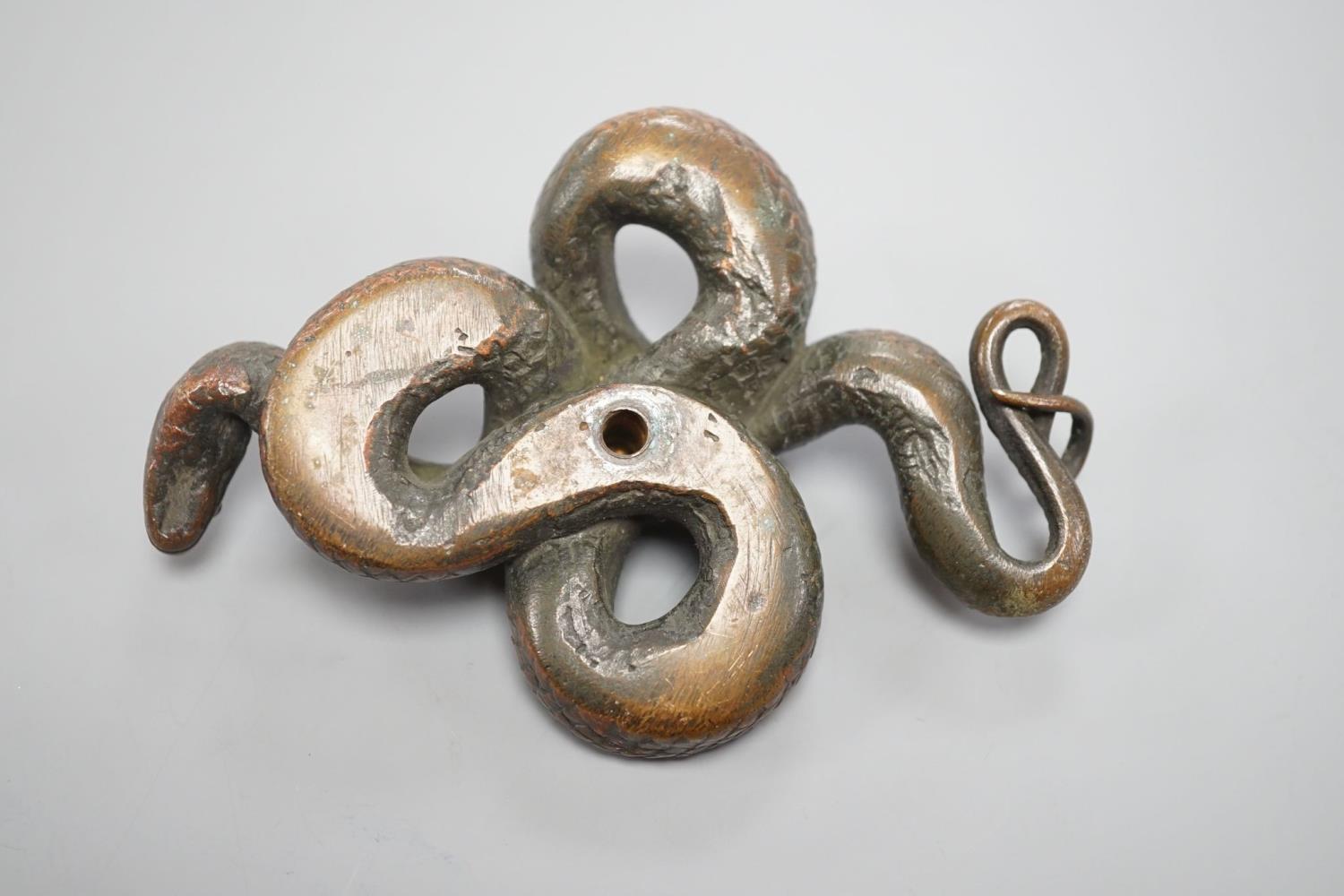 A European cast bronze figure of a snake,12 cms wide. - Image 2 of 2