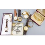 A collection of vintage and designer wristwatches, including an Asprey's ladies' Art Deco paste-