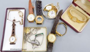 A collection of vintage and designer wristwatches, including an Asprey's ladies' Art Deco paste-