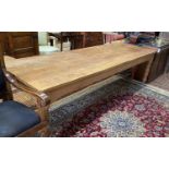 A Victorian pine kitchen table, length 272cm, depth 88cm, height 76cm