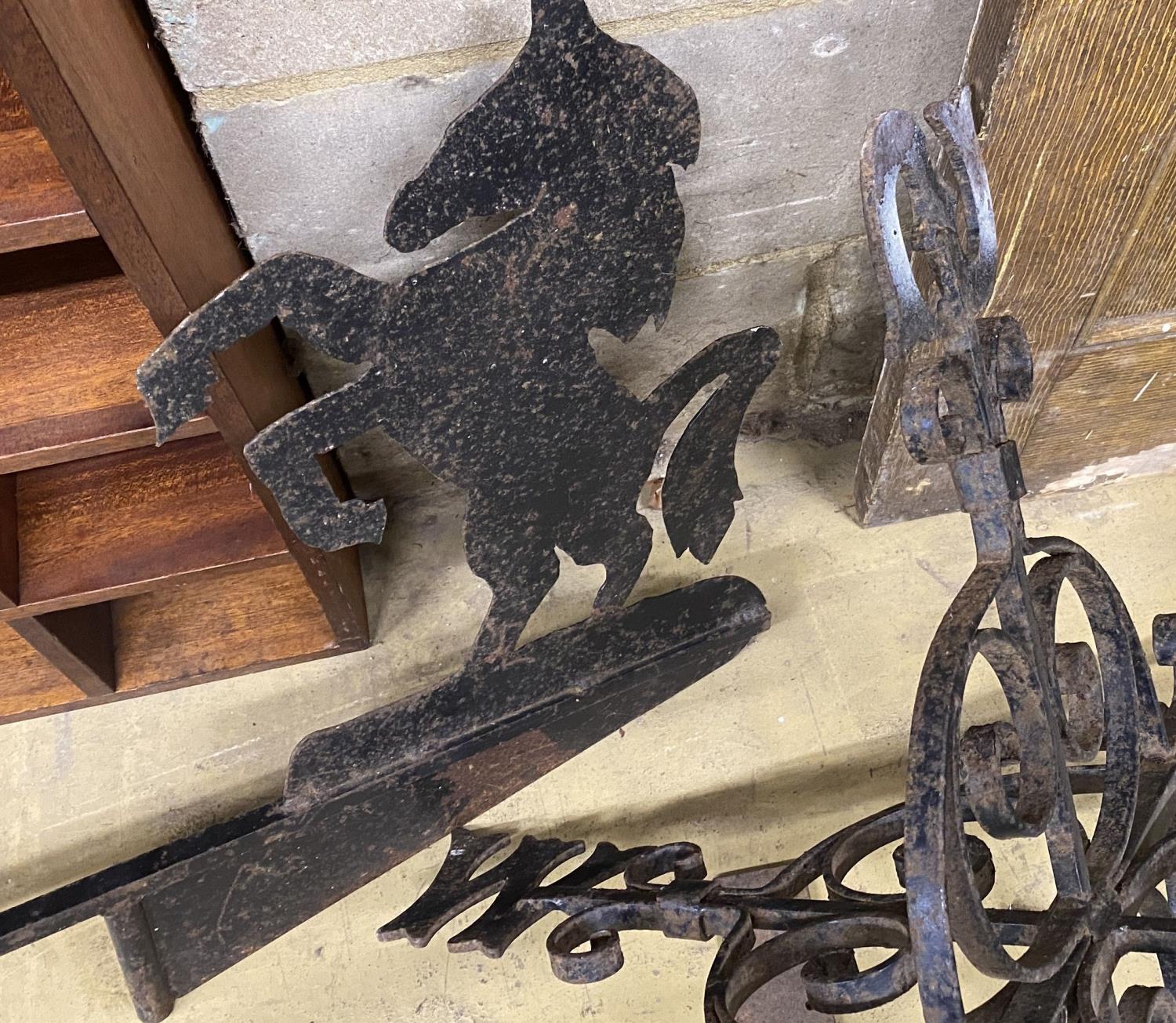 A wrought iron weather vane, width 90cm - Image 6 of 7