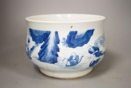 A Chinese blue and white censer, 19cm