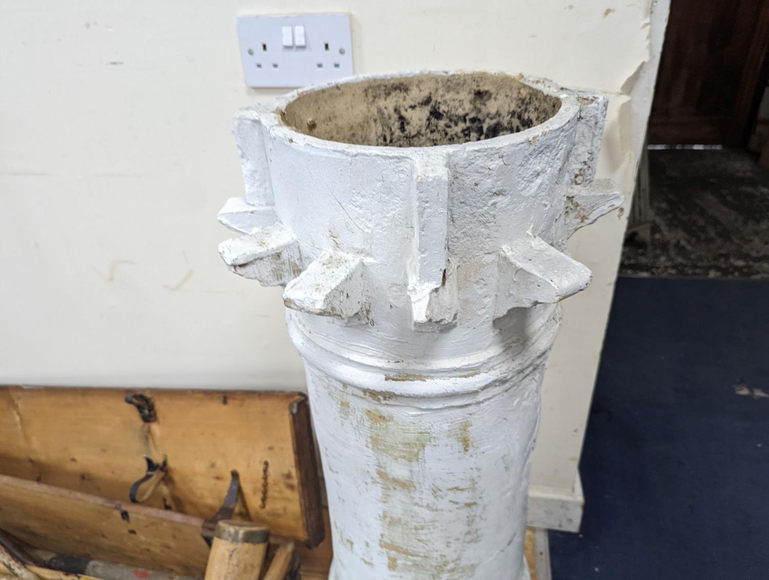 A white painted terracotta chimney pot, height 88cm - Image 3 of 5