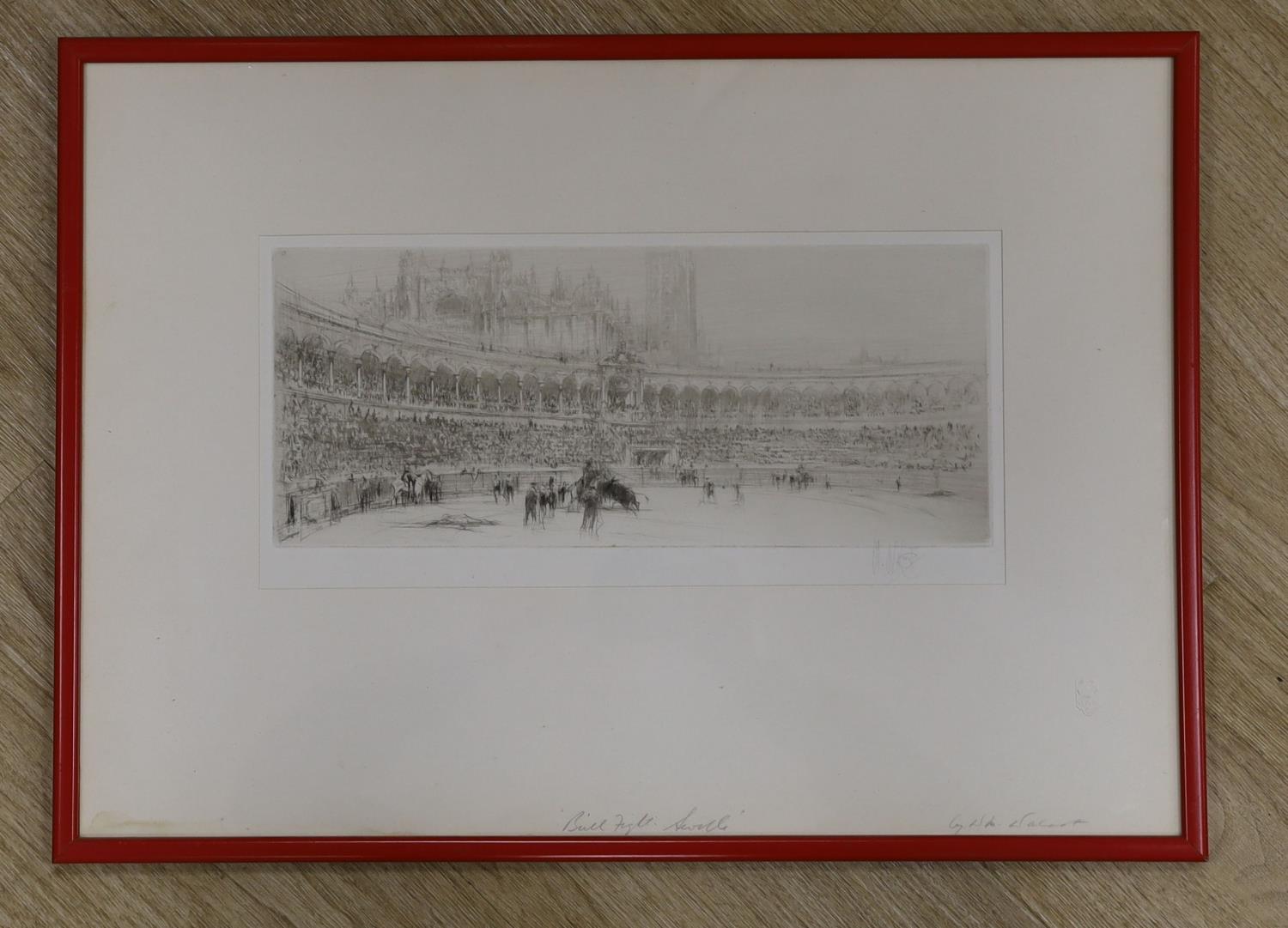 William Walcot RE, RBA (1874-1943), dry point etching, "Bull fight, Seville", signed in pencil, 14.5 - Image 2 of 4
