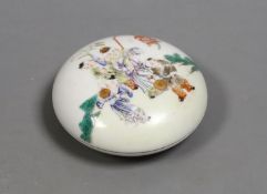 A Chinese famille rose ink box,9.5 cms diameter.