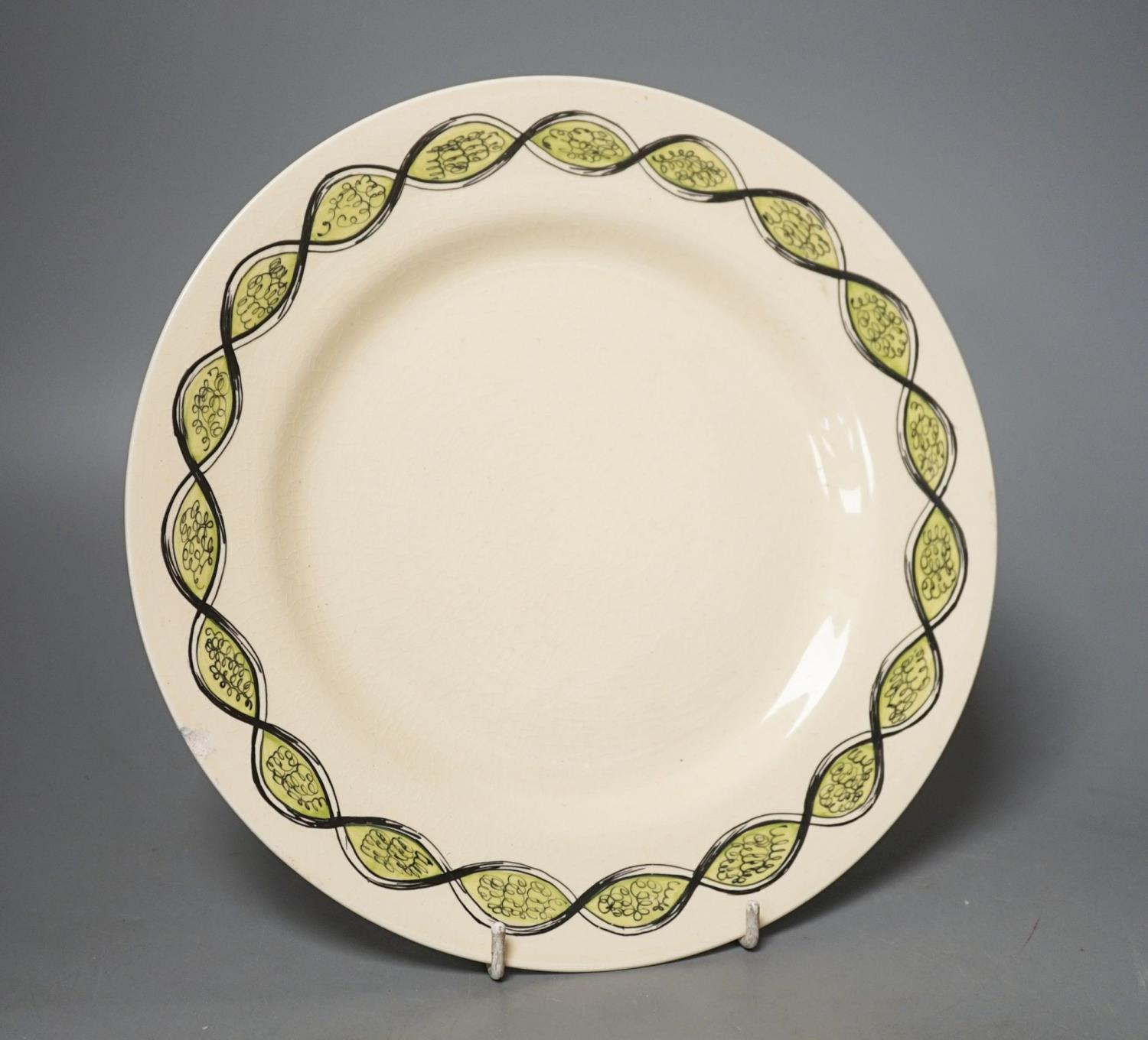 A Clarice Cliff Bizarre pattern dish, designed by Graham Sutherland, circa 1934. 26cm