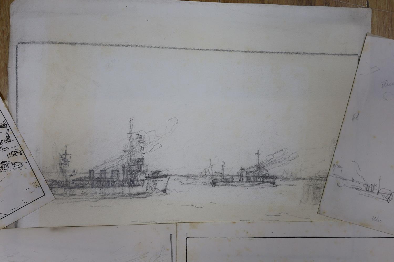 Nelson Dawson (1859-1941) original wartime drawings;Pen and ink on paper 20 x 25cm.1, 'Mar 19. - Image 4 of 5