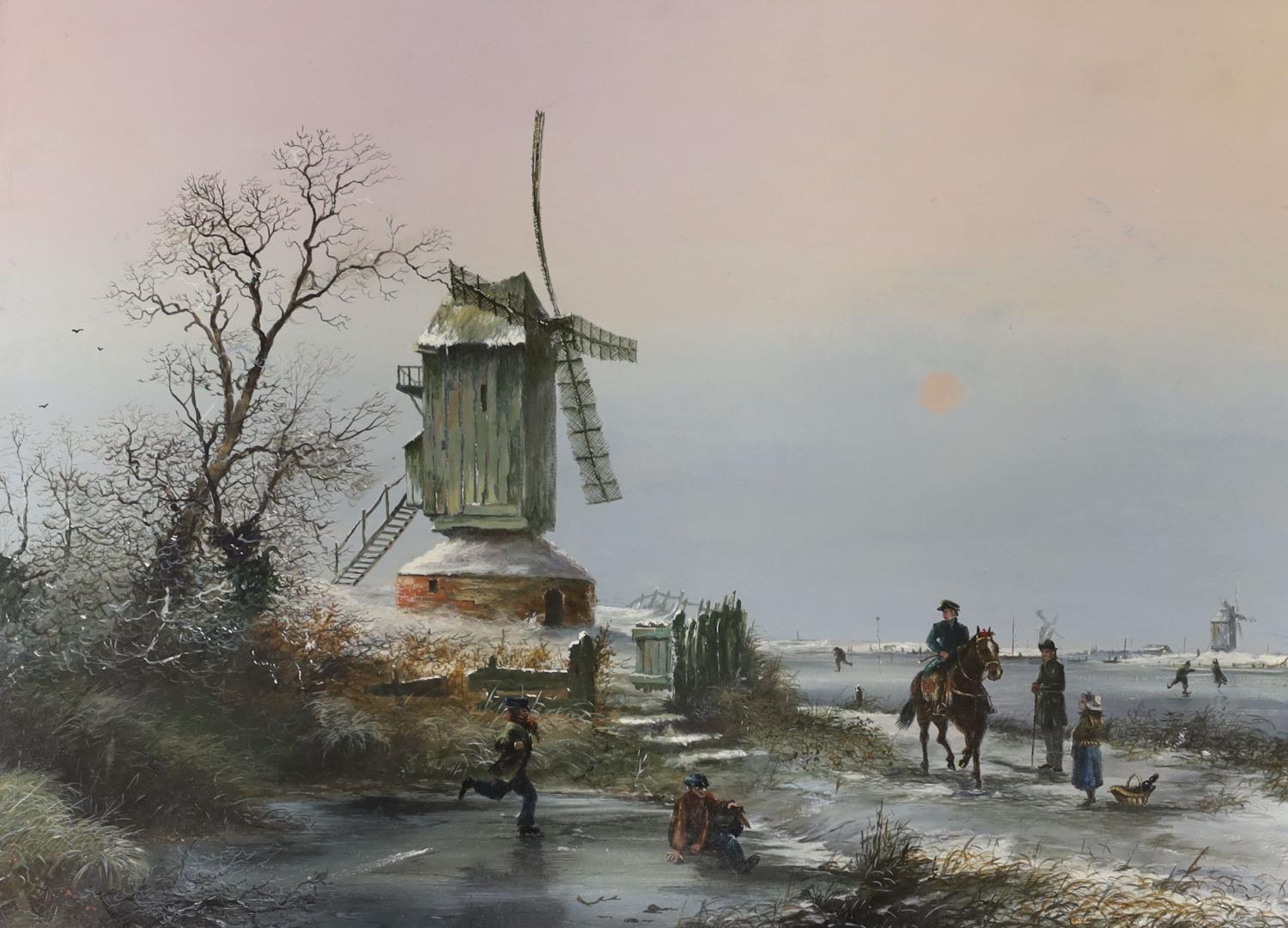 Dutch School, pair of oils on panel, Winter landscapes, 35 x 47cm - Image 3 of 3