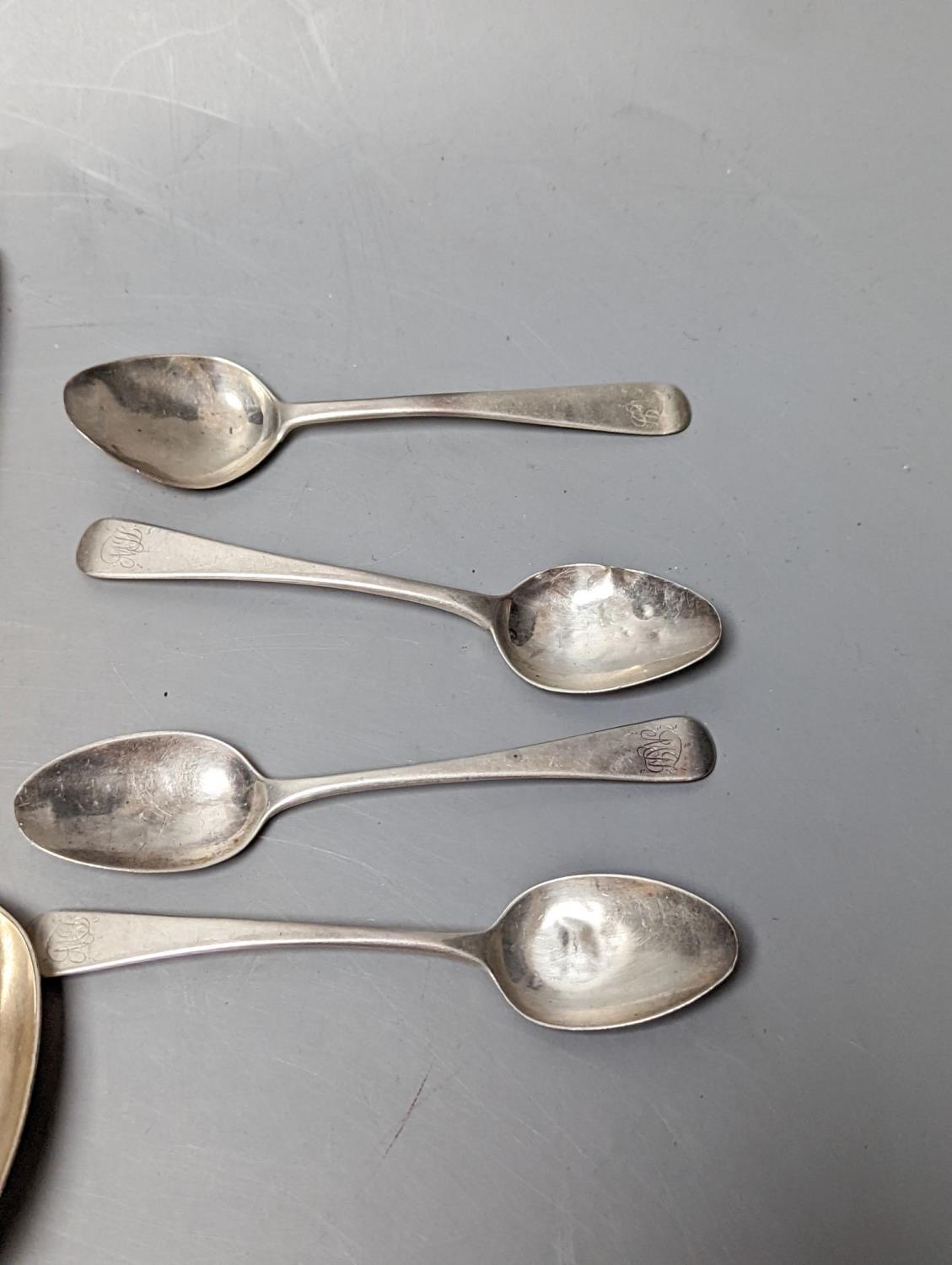 A small quantity of assorted mainly 19th century silver flatware including a pair of George III - Image 5 of 6