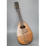 A rosewood and boxwood mandolin with bone pegs, circa 1900