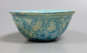 A Persian turquoise glazed fritware bowl,12.5 cms diameter.