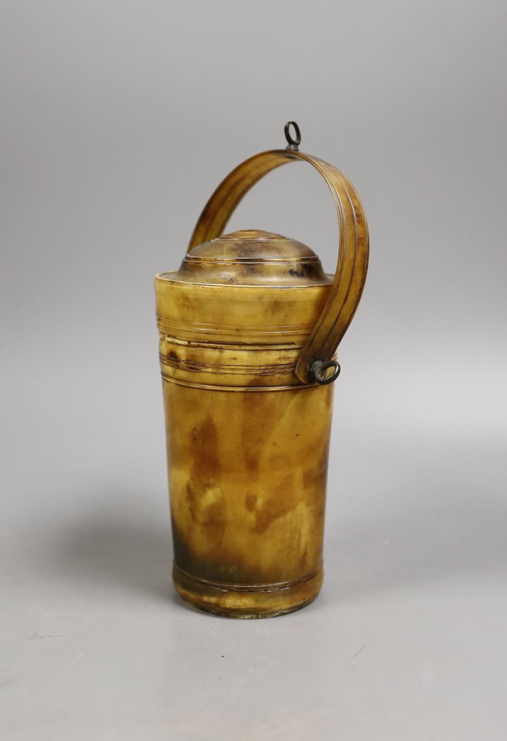 A 19th century horn portable beaker,23 cms high including handle. - Image 2 of 4