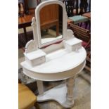 A late Victorian white painted dressing table, width 90cm, height 130cm