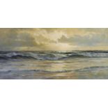 Edgar Freyberg (1927-2017), oil on canvas, Waves breaking on the shore, signed, 40 x 80cm