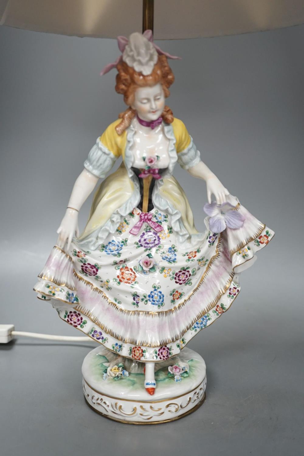 A German porcelain ‘dancing lady’ lamp - Image 3 of 8