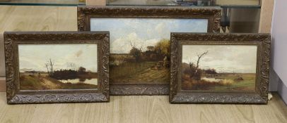 William Manners (1860-1930), three oils on panel, River landscapes, signed and dated 1891/93, 30 x