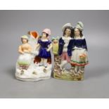 Two small Staffordshire figure groups,tallest 16 cms high.