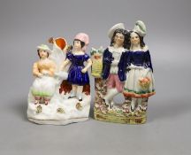 Two small Staffordshire figure groups,tallest 16 cms high.