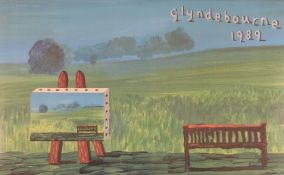 David Hockney, Glyndebourne Festival of Opera programme cover 1989, signed by the artist, 30 x 49cm