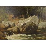 George Augustus Holmes (1822-1911), oil on paper laid on canvas, 'Across the stream', signed and