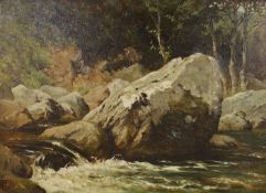 George Augustus Holmes (1822-1911), oil on paper laid on canvas, 'Across the stream', signed and