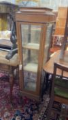 An Edwardian satinwood banded tapered mahogany bijouterie cabinet, width 37cm, height 138cm