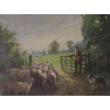 English School, oil on canvas, Changing pastures, monogrammed, 30 x 40cm
