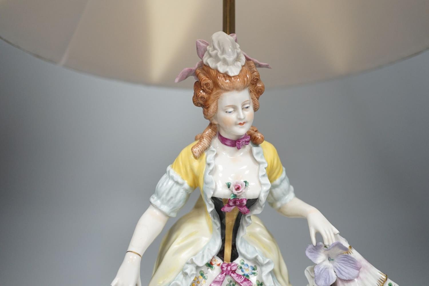 A German porcelain ‘dancing lady’ lamp - Image 4 of 8