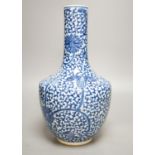 A Chinese blue and white bottle vase, 36cm