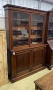 A Victorian mahogany library bookcase, length 140cm, depth 38cm, height 209cm