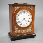 A 19th century rosewood mantel clock, French movement with key, 22cm high