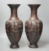 A pair of 19th century Japanese bronze vases, 46cm