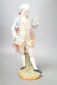 A large French coloured biscuit figure of a gentleman 42cm