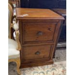 A reproduction hardwood two drawer filing chest, width 58cm, depth 50cm, height 80cm