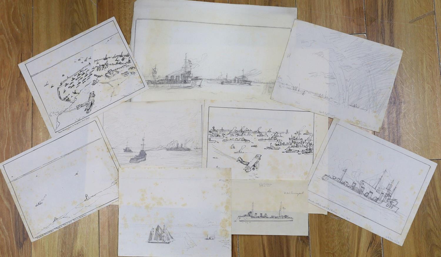 Nelson Dawson (1859-1941) original wartime drawings;Pen and ink on paper 20 x 25cm.1, 'Mar 19.