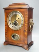 A mahogany and brass mounted bracket timepiece, 42cm, with adapted single fusee movement and visible