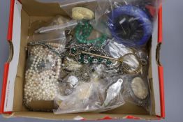 A quantity of assorted costume jewellery and other items including lorgnettes,
