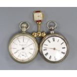 A 19th century silver pair cased keywind pocket watch by Gardner, Dunbar, one other pocket watch and