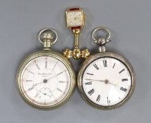 A 19th century silver pair cased keywind pocket watch by Gardner, Dunbar, one other pocket watch and