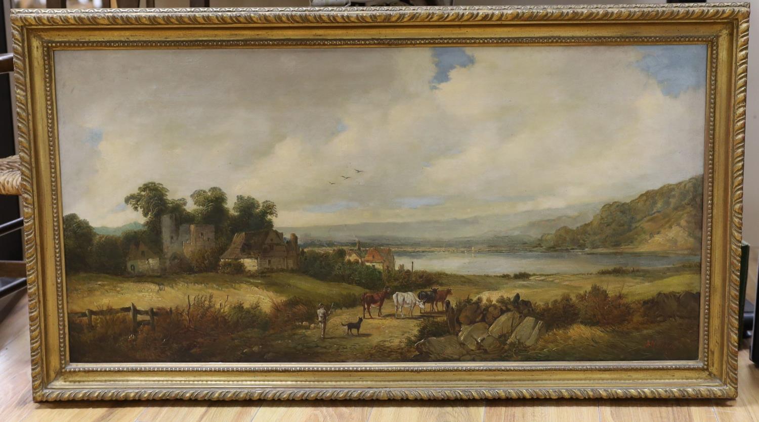 Alfred H. Vickers (1853-1907), oil on canvas, Cattle drover in an extensive landscape, signed and - Image 2 of 3