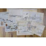 Nelson Dawson (1859-1941) original wartime watercolours and drawings;'Dover, W.Entrance', - signed