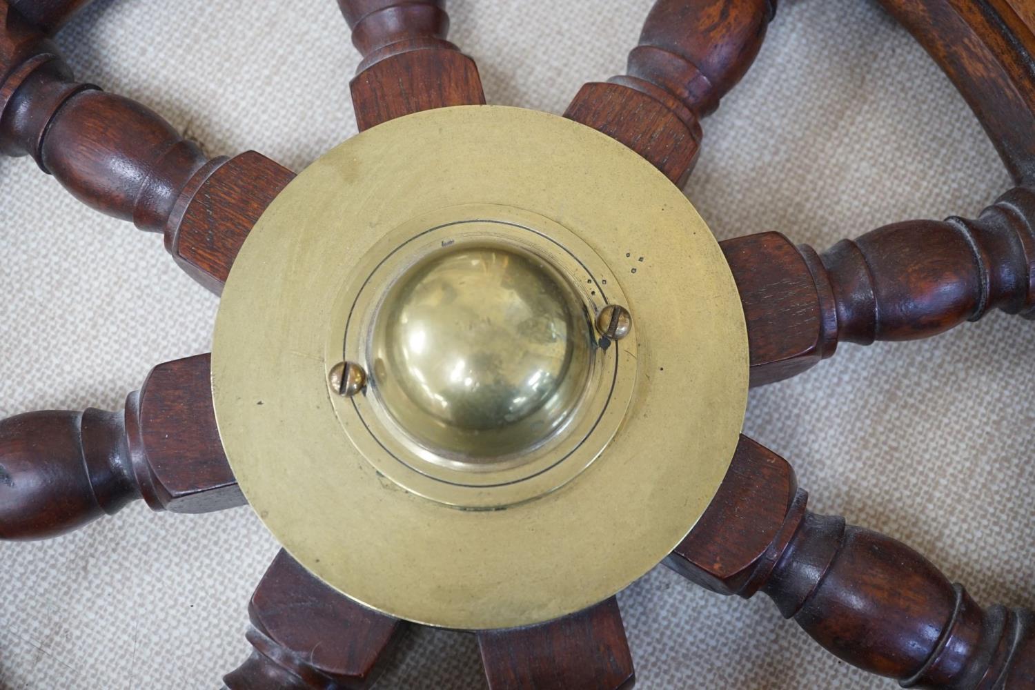 A 19th century mahogany and brass mounted ship's wheel 77cm - Image 4 of 5