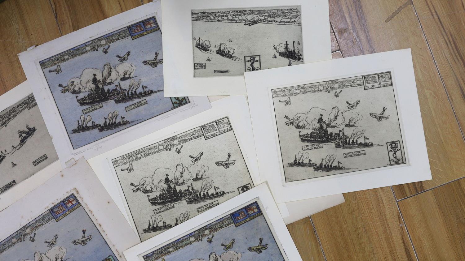 Nelson Dawson (1859-1941) a group of wartime etchings;1. 'U.S & British Admirals at bombardment of - Image 3 of 3