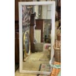 A large Victorian rectangular wall mirror with later painted frame, width 92cm, height 189cm