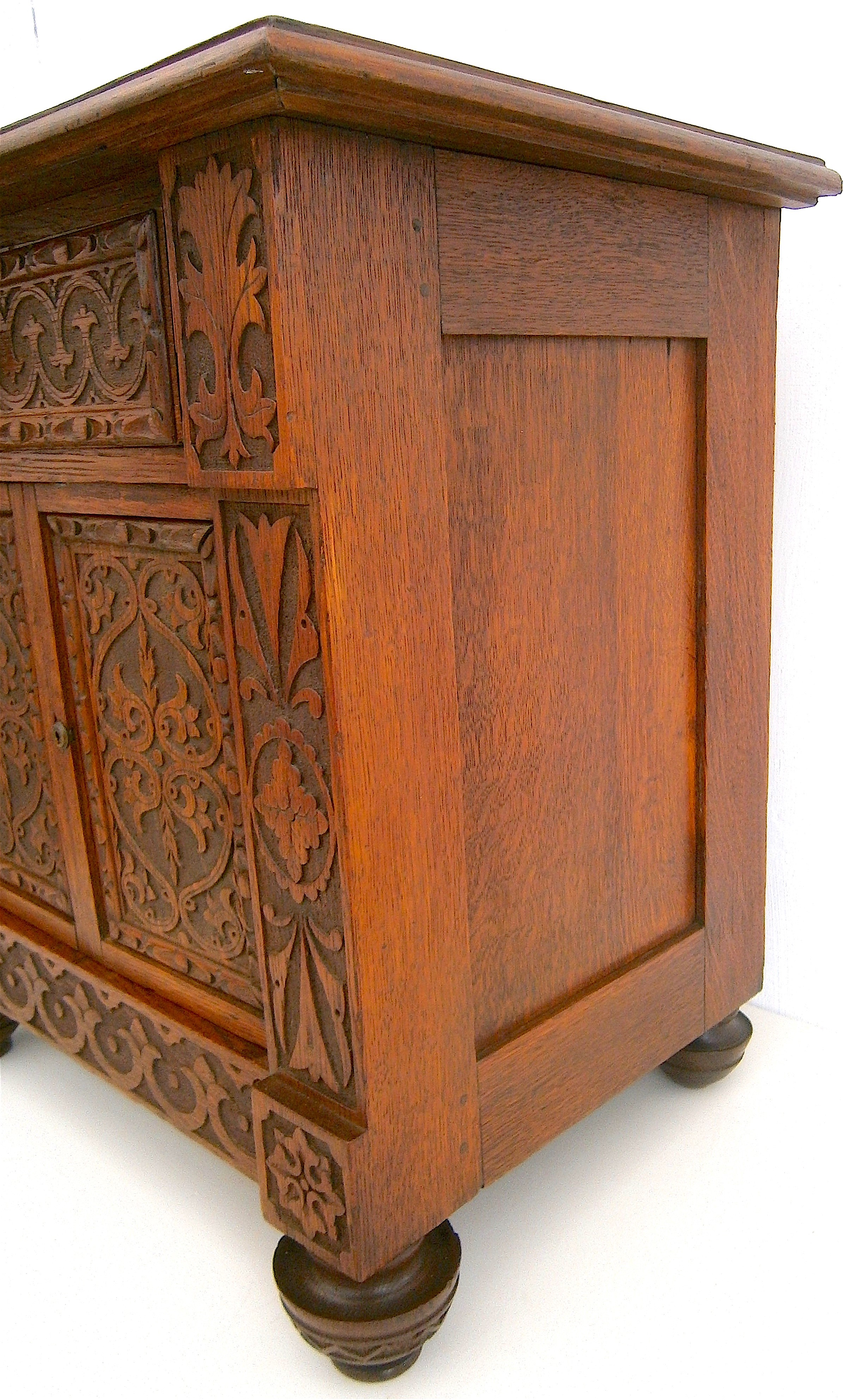 A Victorian carved oak table top collector's cabinet, width 58cm, depth 37cm, height 56cm - Image 2 of 9