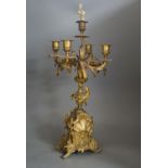 A pair of gilt brass five light candelabra 56cm